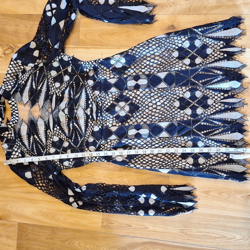 Free People Deco Lace Mini Long Sleeve Dress Fairy Whimsigoth Size 4 - Picture 13 of 13